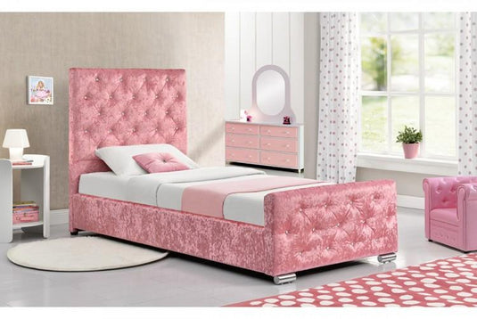 Princess Pink Chesterfield Sleigh Bed