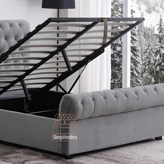 Eva Grey Sleigh Bed