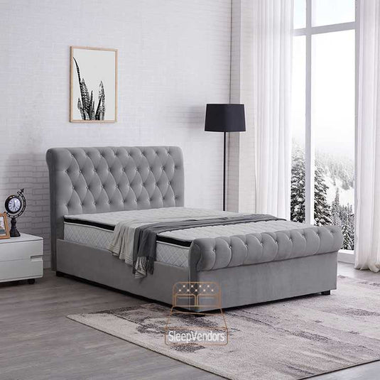 Eva Grey Sleigh Bed