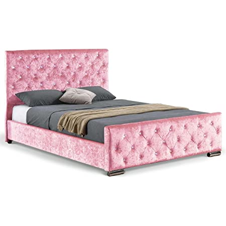 Princess Pink Chesterfield Sleigh Bed