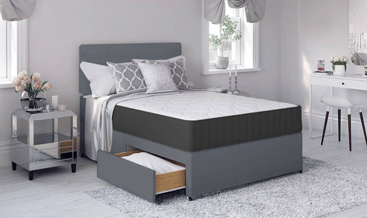 Chelsea Grey Fabric Divan Set with Headboard